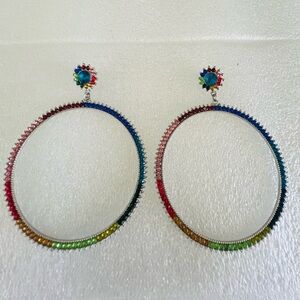 Colorful Rhinestone Hoop Earrings